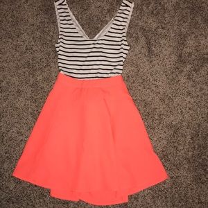 Bright Orange, White, and Black Small Dress